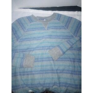 Tommy Bahama Reversible Long Sleeve Pullover Sweater Blue Multi Large Cotton Men